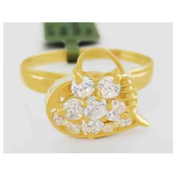 Lab 0.75 Cts White Sapphire Spinner Ring 14K Yellow Gold